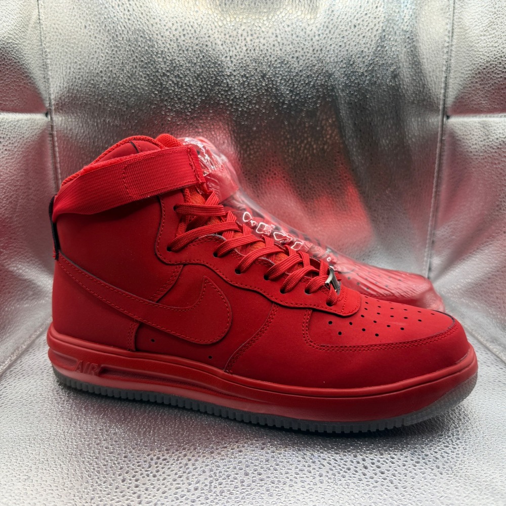 Size 10 Nike Lunar Force 1 High Mens Red Like New 705436-600 Sneaker
